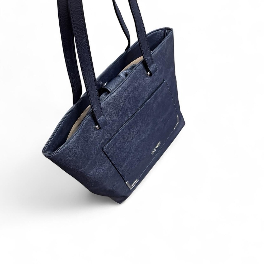 Nine West Women's Navy Shoulder Tote Bag M Quiet Luxury Preppy Minimalist - Picture 2 of 8